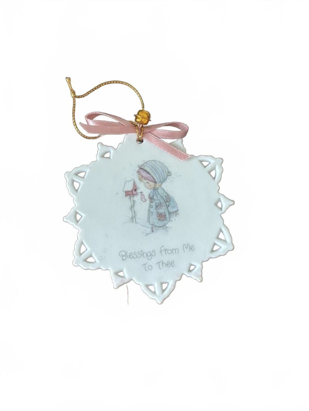 1990 Precious Moments Blessings From Me To Thee Porcelain Ornament Enesco Japan